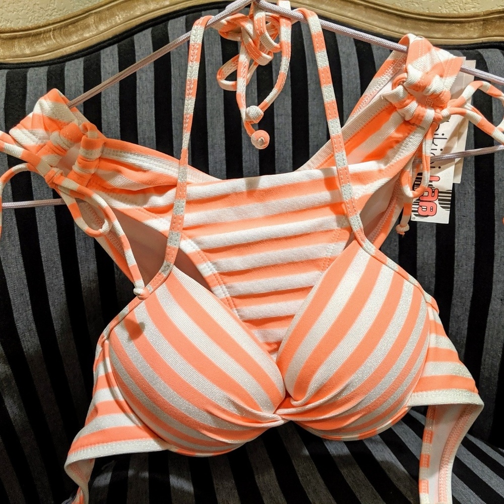 NWT Bikini Lab Striped 2 PC Swimsuit M - Picture 2 of 4